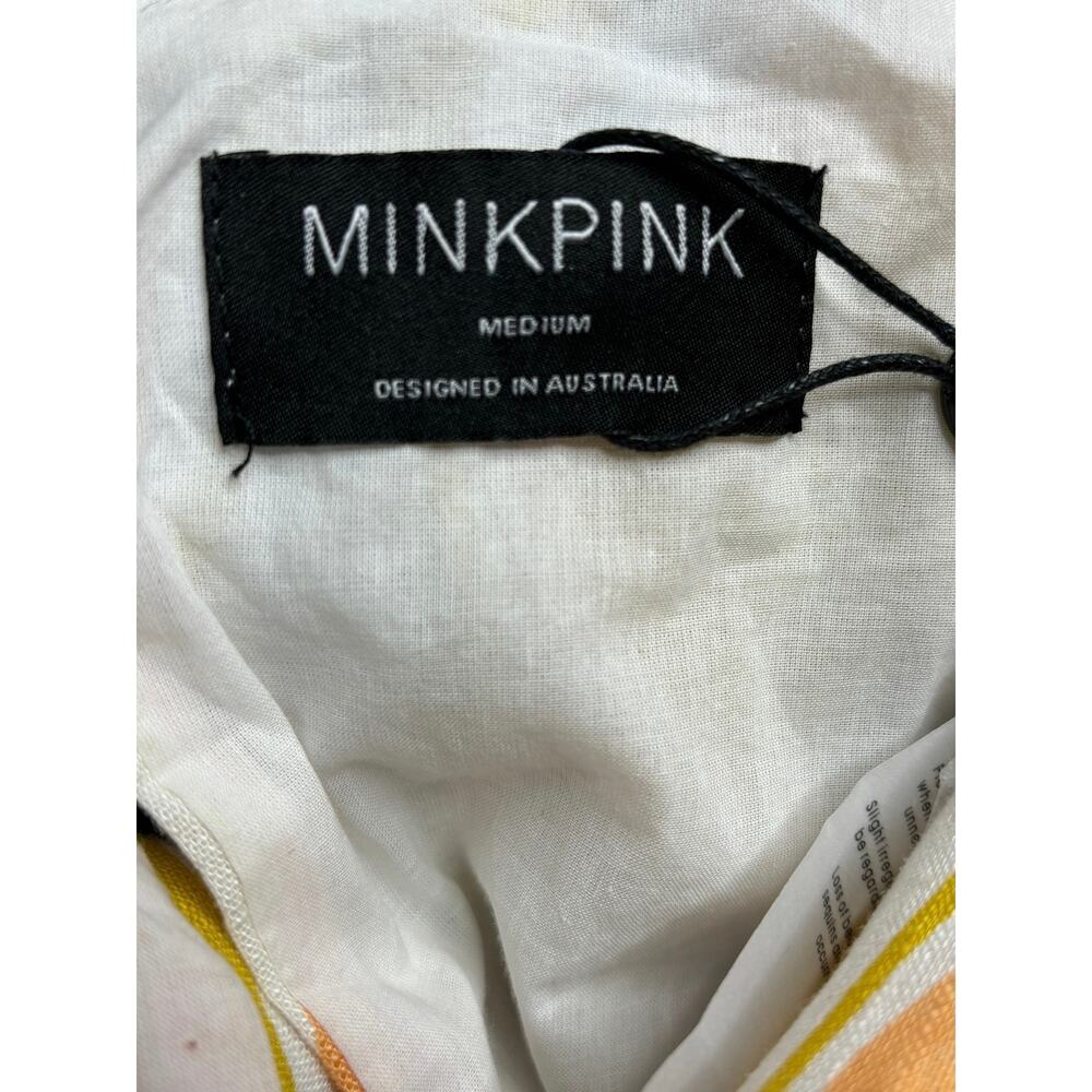 MINKPINK NWT Ziggy 70s Cut Out Midi Dress Size M Abstract Print Viscose Linen - Picture 8 of 12